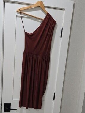Vero Moda Chic One-Shoulder Dress in Deep Brown